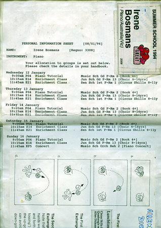 Suzuki personal info sheet.