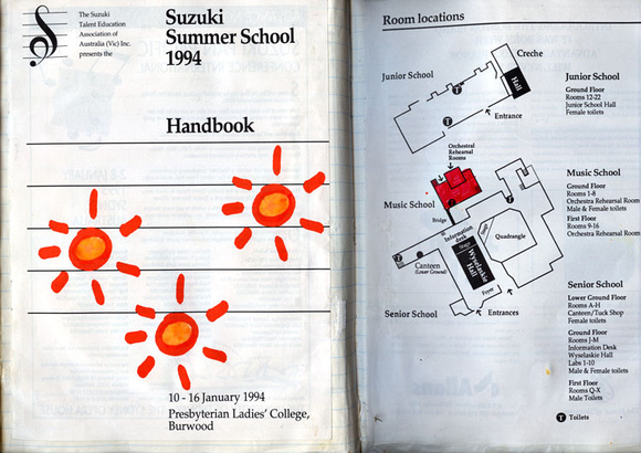 Handbook Suzuki summerschool in Melbourne.