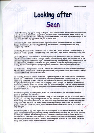 Diary- Looking after Sean.
