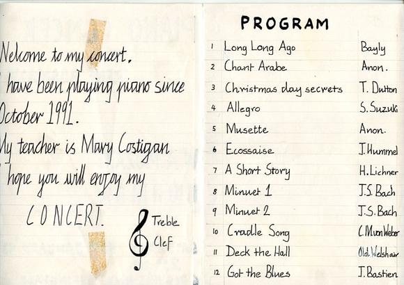 Program of her piano concert.