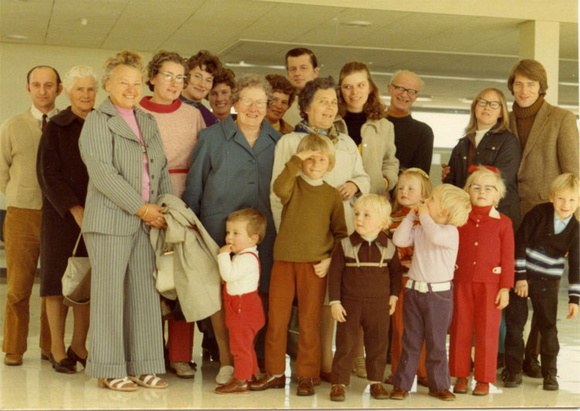 Family and friends send off for Mum and Bernard at the airport in 1973.