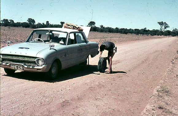 A flat tyre near Broken Hill.