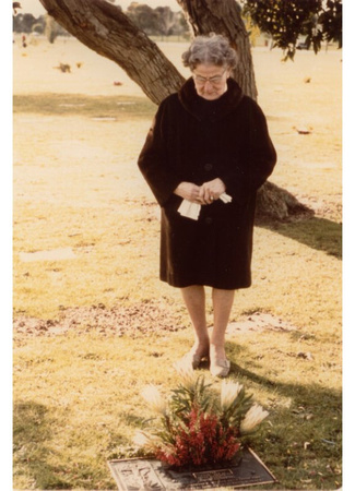 Marie at gravesite of Jan in 1972.