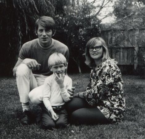 Young Peter with his parents Barbara and Tony in Ferntree Gully.